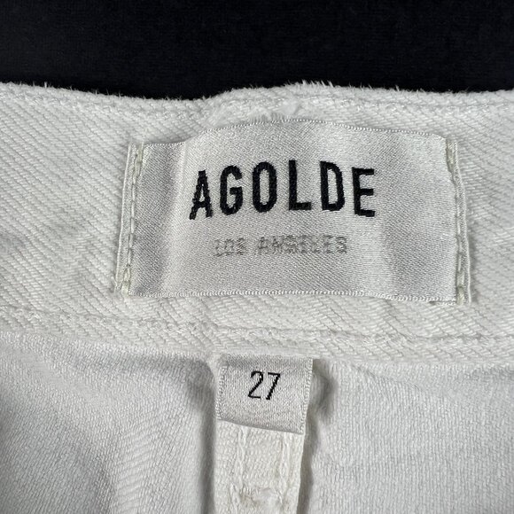 AGOLDE Jean Women 30x29* 90s Mid Rise Loose White Distressed Cotton Denim Tag 27 - Picture 8 of 16